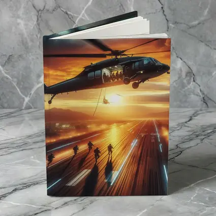 Military Helicopter Soldiers Runway Sunset Action
