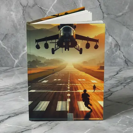 Military Helicopter Low Flying Runway Sunset