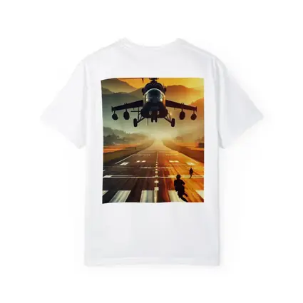Military Helicopter Low Flying Runway Sunset