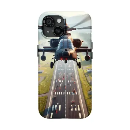 Attack Helicopter Flying Over Mountain Highway