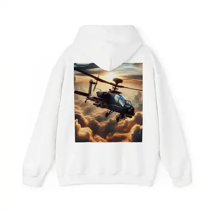 Apache Attack Helicopter Flying Through Dramatic Clouds