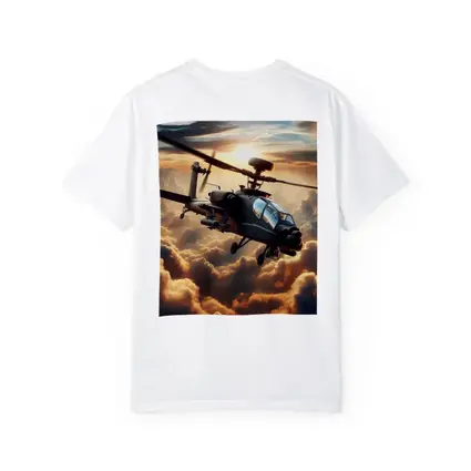 Apache Attack Helicopter Flying Through Dramatic Clouds