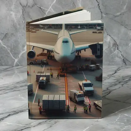 Wide Body Airplane Loading At Busy Airport