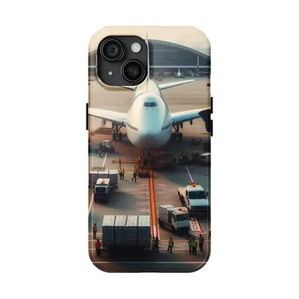 Wide Body Airplane Loading At Busy Airport