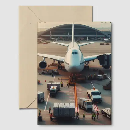 Wide Body Airplane Loading At Busy Airport
