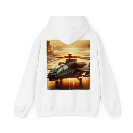 Apache Attack Helicopter Airbase Golden Sunset