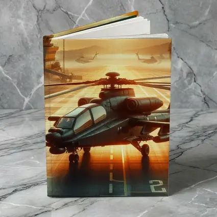 Apache Attack Helicopter Airbase Golden Sunset
