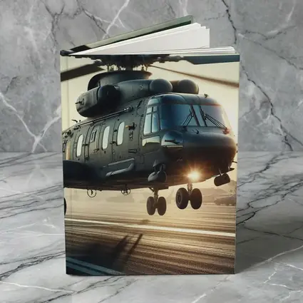 Military Helicopter Landing at Sunset Airfield