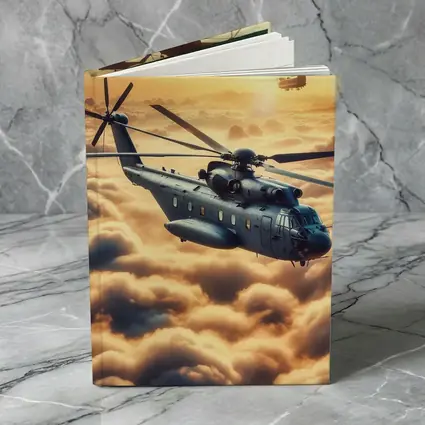 Military Helicopters Flying Above Golden Clouds
