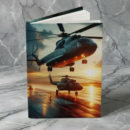 Military Helicopters Taking Off At Sunset