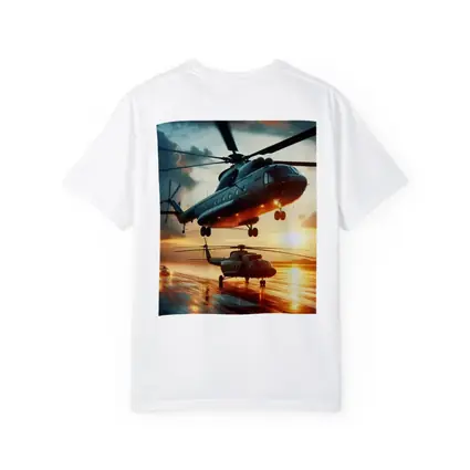 Military Helicopters Taking Off At Sunset