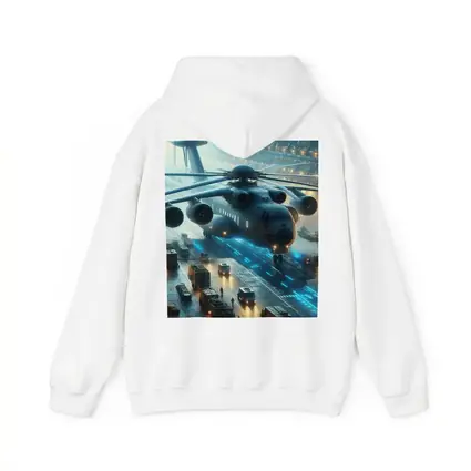 Military Helicopter Futuristic Hangar Blue Lights