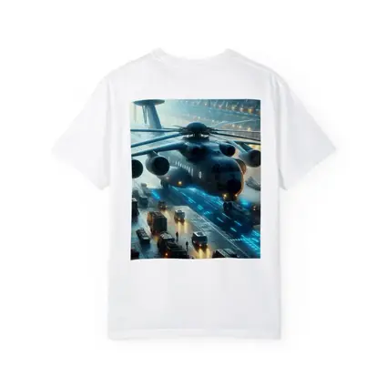 Military Helicopter Futuristic Hangar Blue Lights