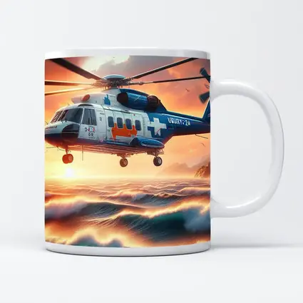 Coast Guard Rescue Helicopter Over Ocean Waves