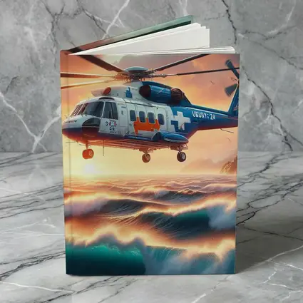 Coast Guard Rescue Helicopter Over Ocean Waves