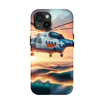 Coast Guard Rescue Helicopter Over Ocean Waves