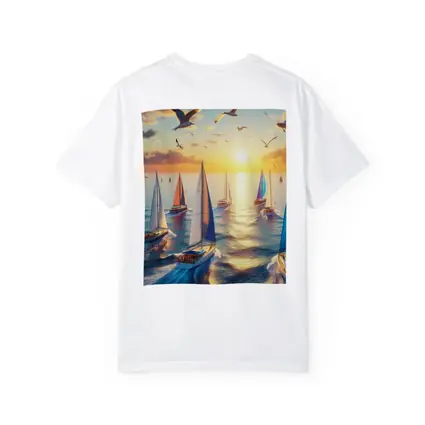 Sailboats Racing at Golden Sunset Sea