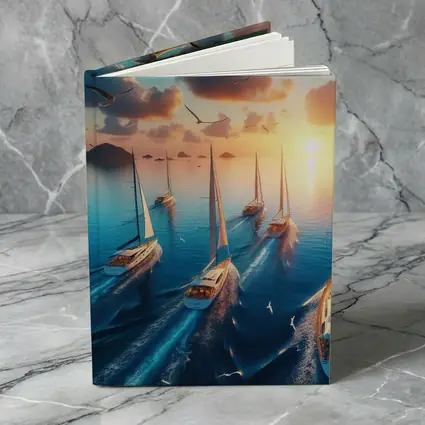 Sailboats Racing Ocean Sunset Seagulls Sky