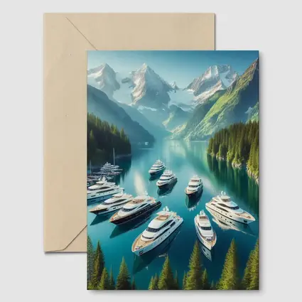 Luxury Yachts Anchored in Mountain Lake