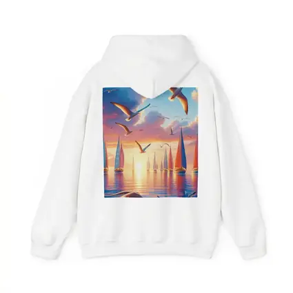 Seagulls Flying Over Sailboats Sunset Sea