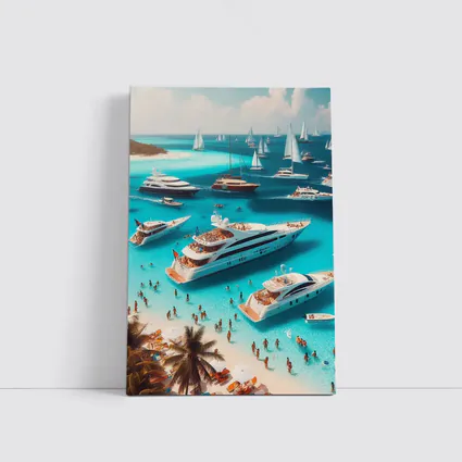 Luxury Yachts Party Turquoise Tropical Beach