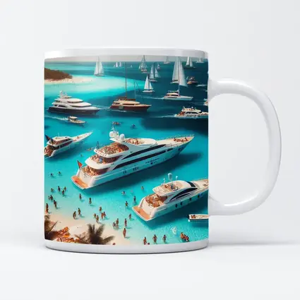 Luxury Yachts Party Turquoise Tropical Beach