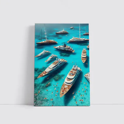 Luxury Yachts Aerial View Turquoise Ocean