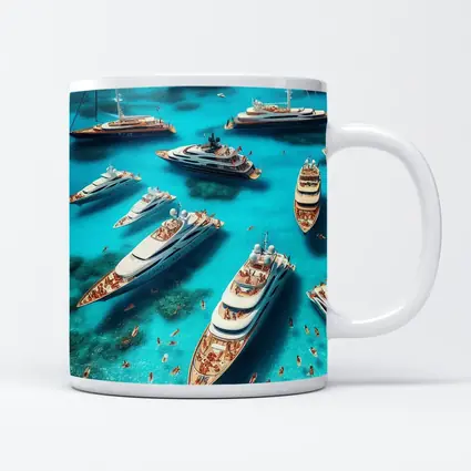 Luxury Yachts Aerial View Turquoise Ocean