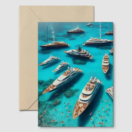 Luxury Yachts Aerial View Turquoise Ocean