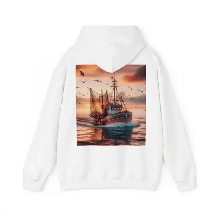 Fishing Trawler Sailing Sunset Ocean Birds