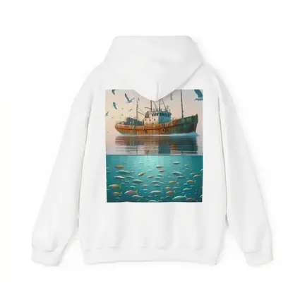 Rusty Fishing Trawler Above Colorful Ocean Fish