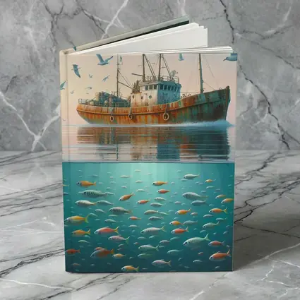 Rusty Fishing Trawler Above Colorful Ocean Fish