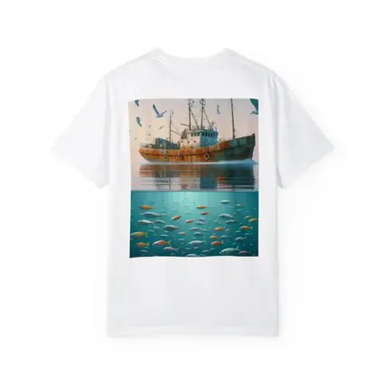 Rusty Fishing Trawler Above Colorful Ocean Fish
