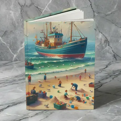 Fishing Boat Beach Scene Coastal Art