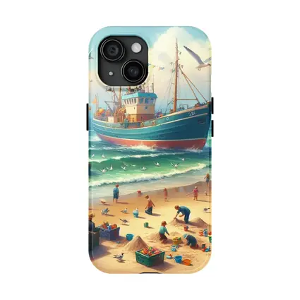 Fishing Boat Beach Scene Coastal Art