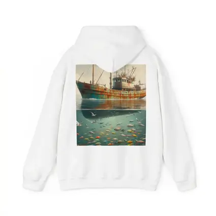 Rusty Fishing Trawler Above Colorful Underwater Fish