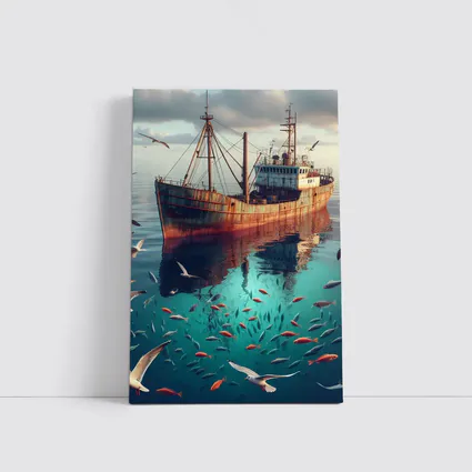 Rusty Fishing Boat Ocean Fish Underwater