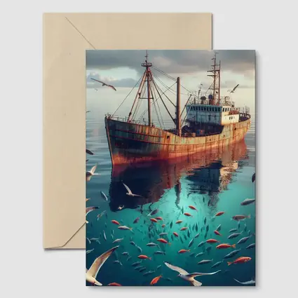 Rusty Fishing Boat Ocean Fish Underwater