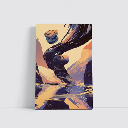 Abstract Dark Wave Canyon Surreal Art