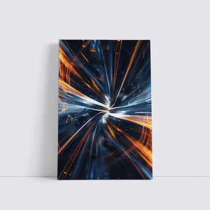 Blue Orange Light Speed Tunnel Abstract Art