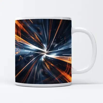 Blue Orange Light Speed Tunnel Abstract Art