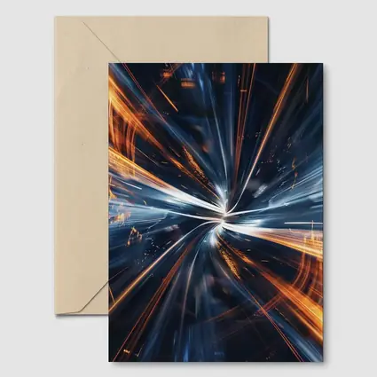 Blue Orange Light Speed Tunnel Abstract Art