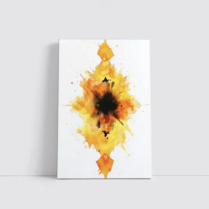 Fiery Watercolor Explosion Abstract Art Yellow