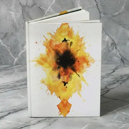 Fiery Watercolor Explosion Abstract Art Yellow
