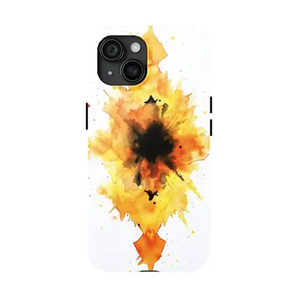 Fiery Watercolor Explosion Abstract Art Yellow