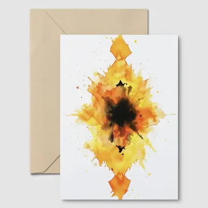 Fiery Watercolor Explosion Abstract Art Yellow