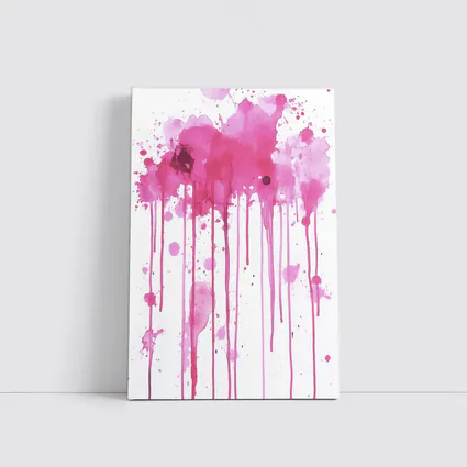 Pink Watercolor Splatter Drips Abstract Art