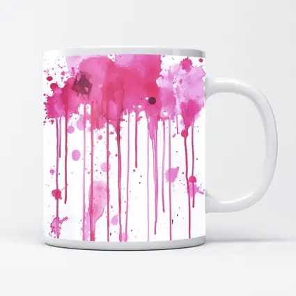 Pink Watercolor Splatter Drips Abstract Art