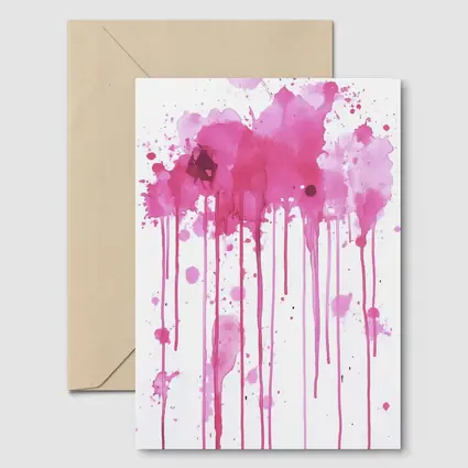 Pink Watercolor Splatter Drips Abstract Art