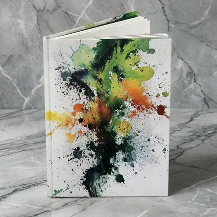 Green Orange Black Abstract Ink Splash Art